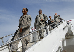 OEF/OIF Veterans exiting a plane