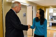 Pam Sullivan gives Mr. Devansky a tour of the new outpatient mental health floor.