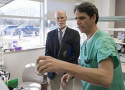 Dr. Michael Adelman tours the dental lab.