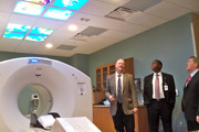 Mr. Moreland tours the new PET scanner room at Wilkes-Barre VA Medical Center.