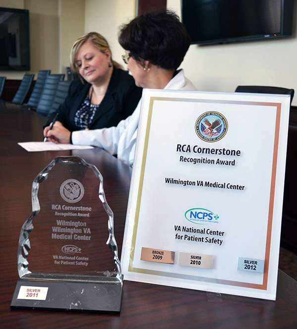 Close-up of the RCA Cornerstone Recognition Award.