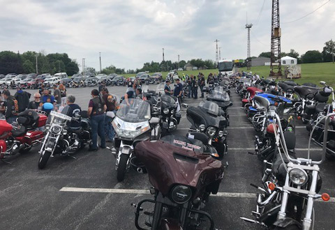 Motorcycles are lined up and ready to roll at Coatesville VA Medical Center.