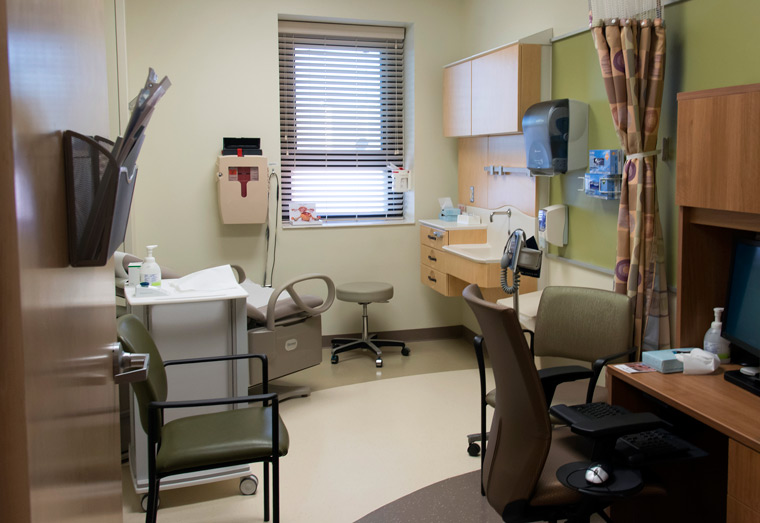 A new exam room at the womens health center.