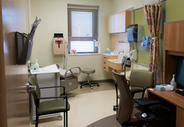 A new exam room in the womens health center.