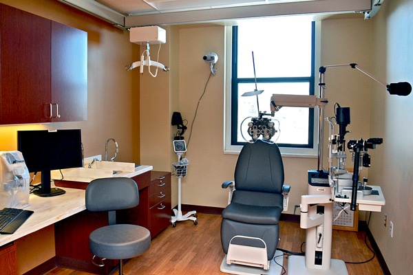 Photo of exam room in the new eye clinic.
