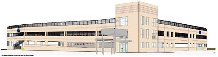 Artist rendering of the new parking garage.